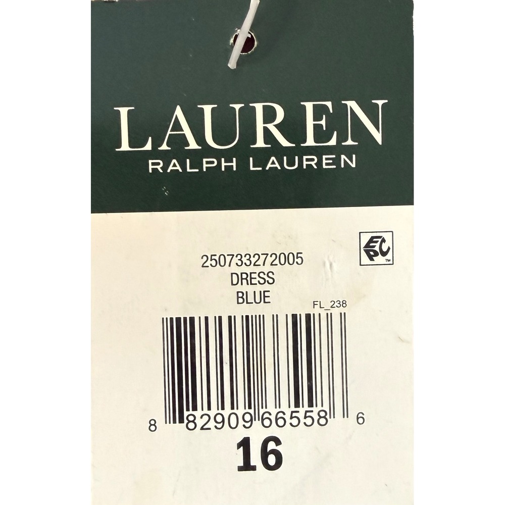 Lauren Ralph Lauren Blue Faux Wrap Dress‎ Jersey Sheath Size 16 NWT - Picture 7 of 9
